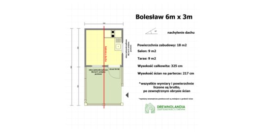 Domek Letniskowy z drewna Bolesław- 6x3m
