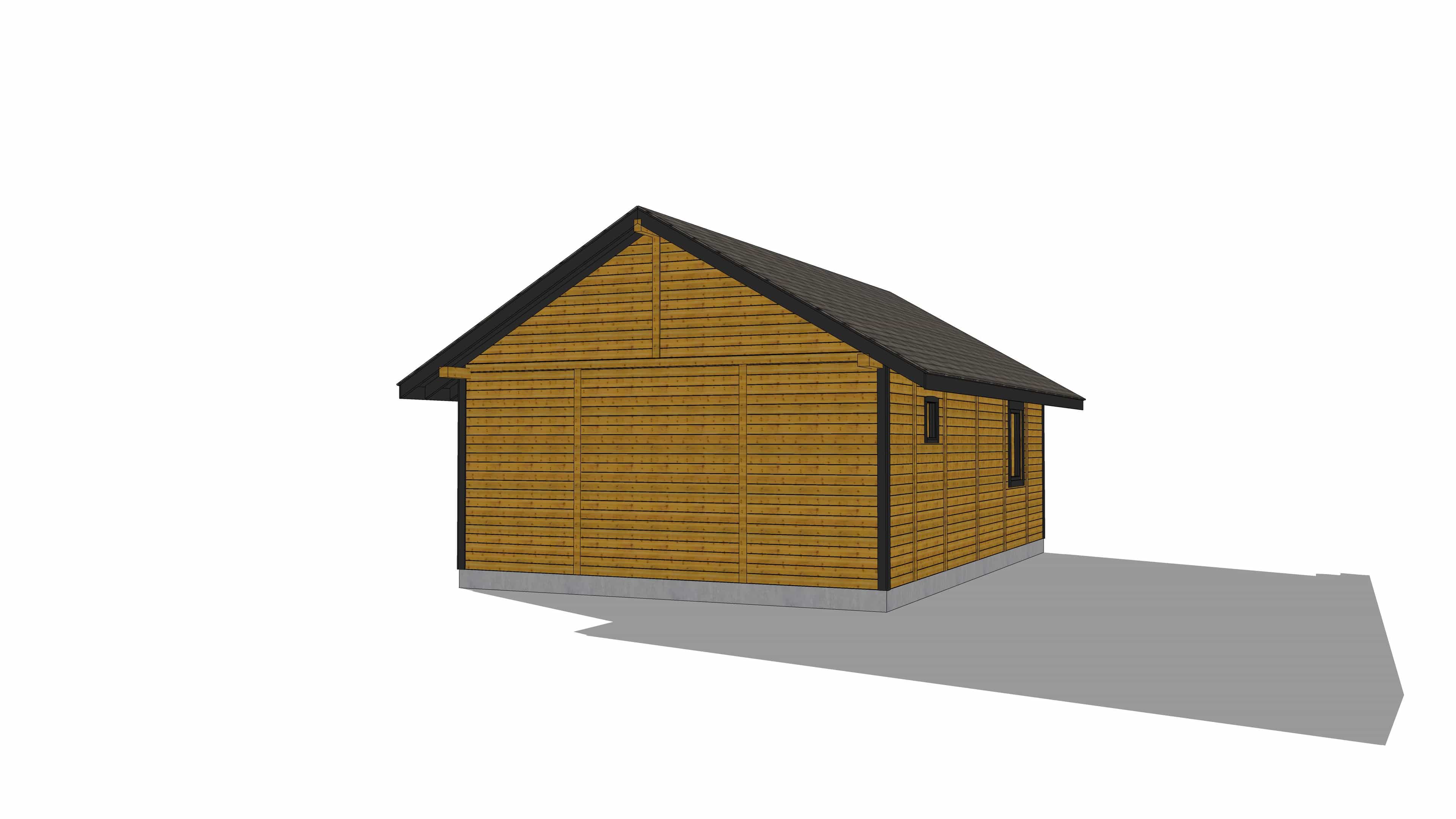 Drewniany domek CRK5 PLUS – widok na wejście i zadaszenie z ozdobnymi detalami