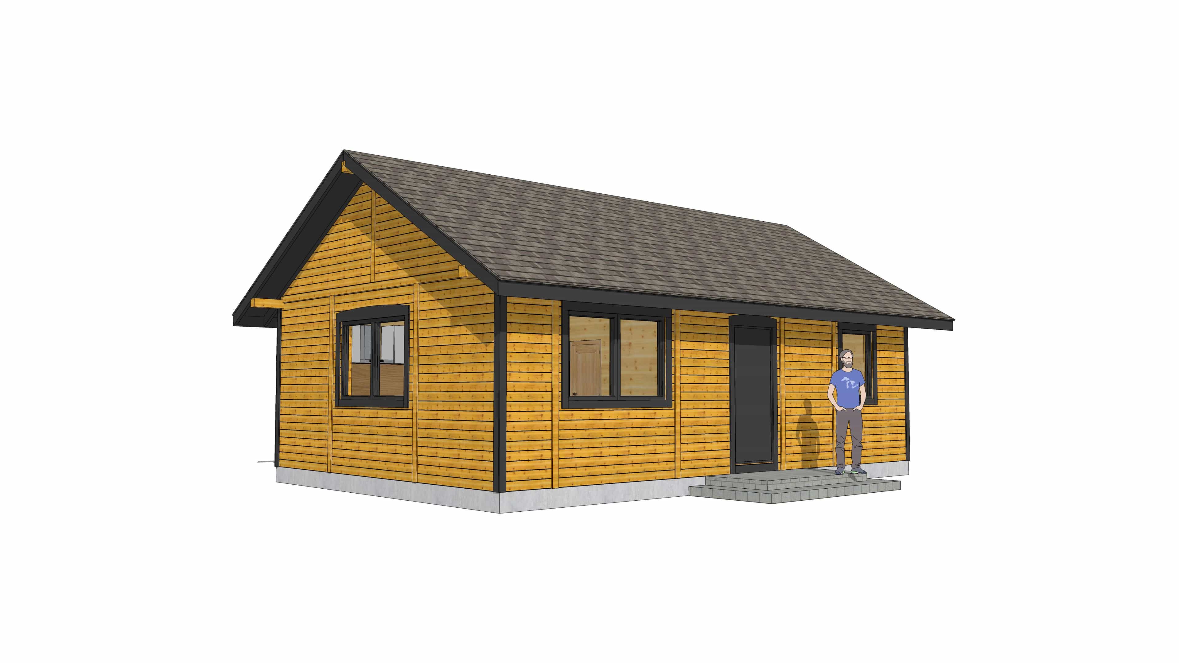 Widok z boku na domek CRK5 PLUS – projekt jednorodzinny o powierzchni 54 m²