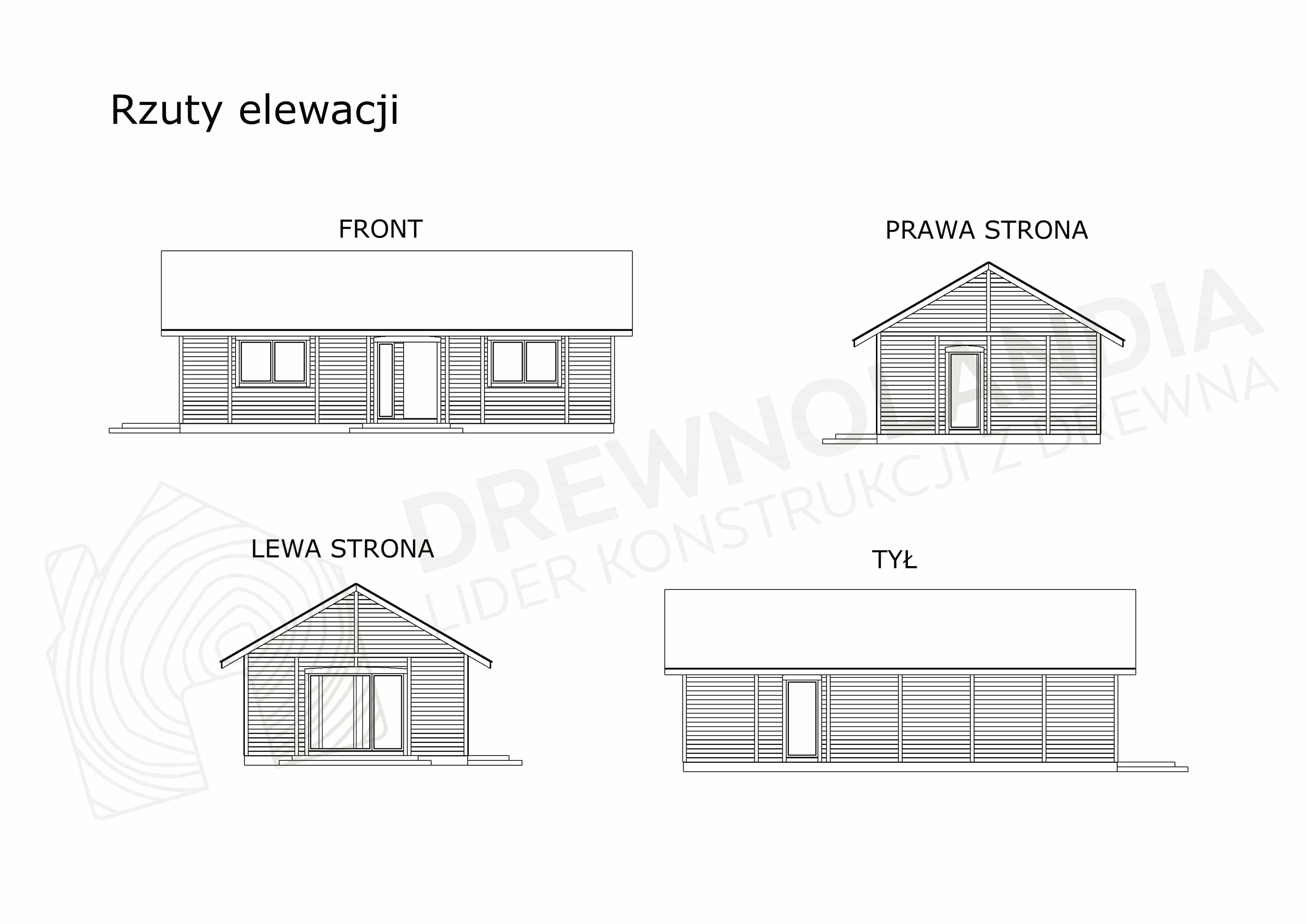 Dom CRK1 PLUS – rzuty elewacji, techniczne szczegóły projektu domu