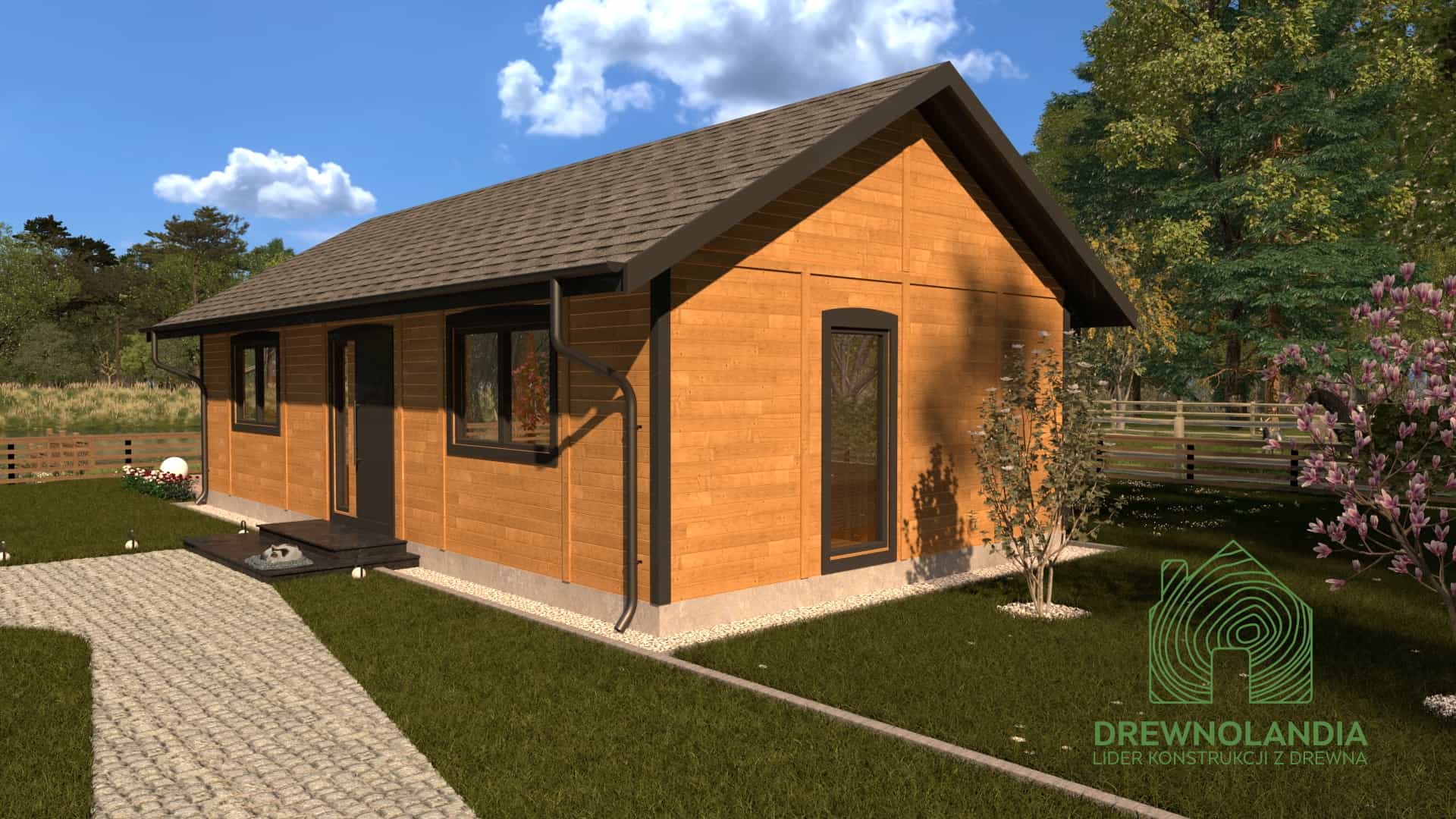 Projekt domu CRK1 PLUS – nowoczesny design z detalami drewnianej konstrukcji