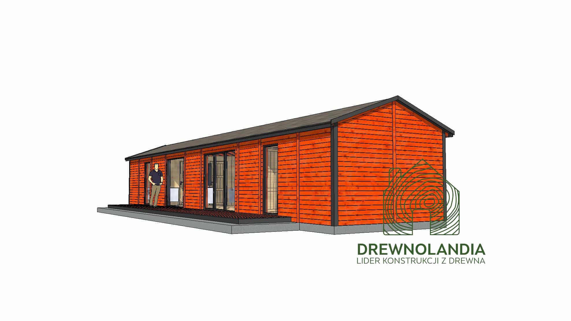 Ariel V – drewniany dom z nowoczesnym designem i funkcjonalnym układem o powierzchni 17,5x4 m