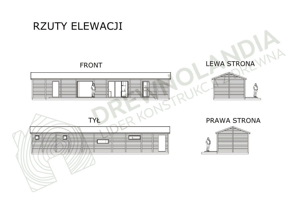 Wizualizacja techniczna domu CRK3 PLUS – nowoczesny, drewniany dom całoroczny