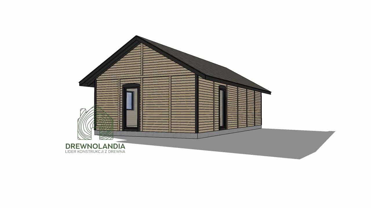CRK1 PREMIUM – wizualizacja elewacji frontowej domu całorocznego o powierzchni 70 m²