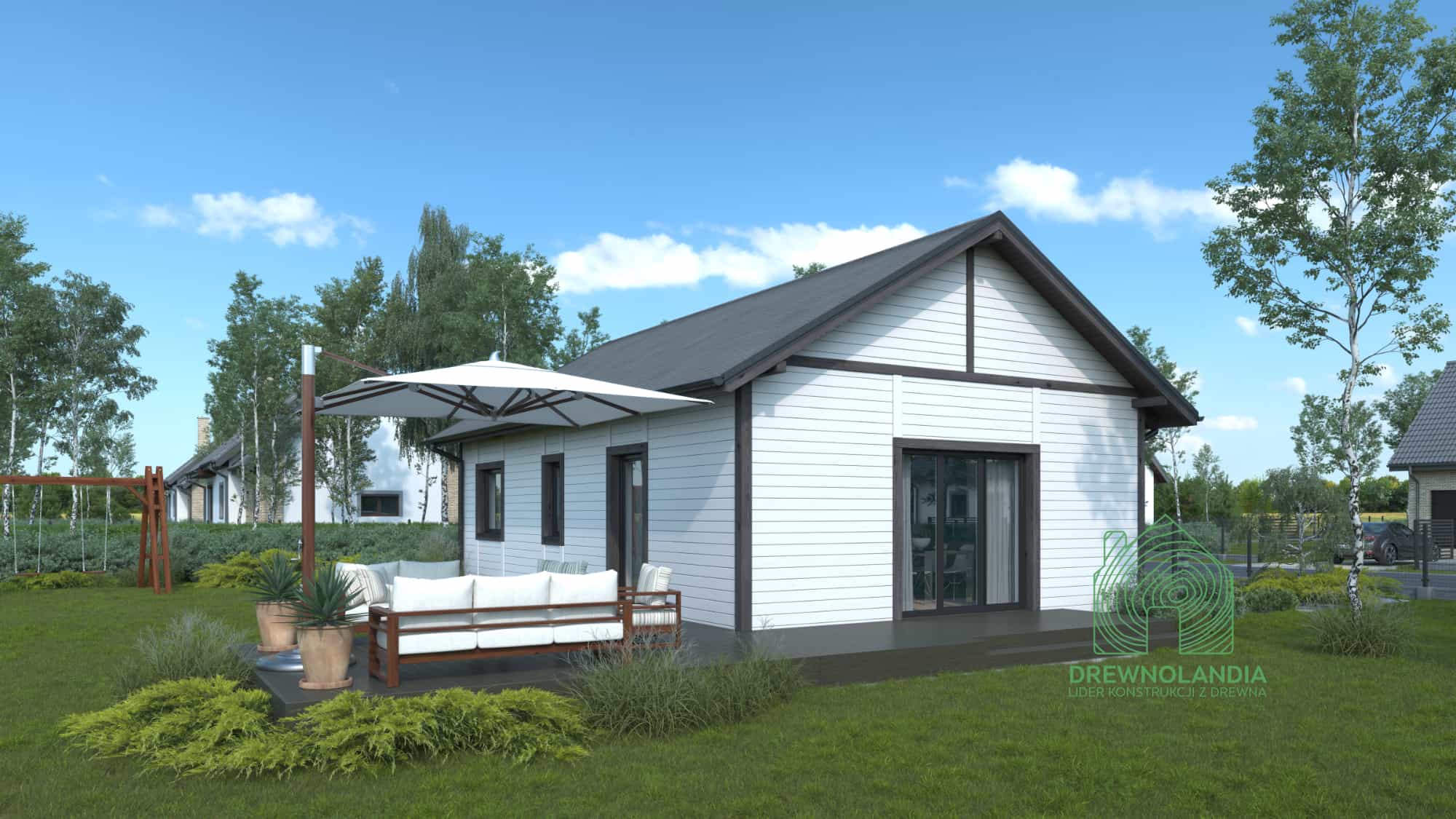 Wykończenie elewacji domu Drewnolandia 1 CRK PLUS – 70m²