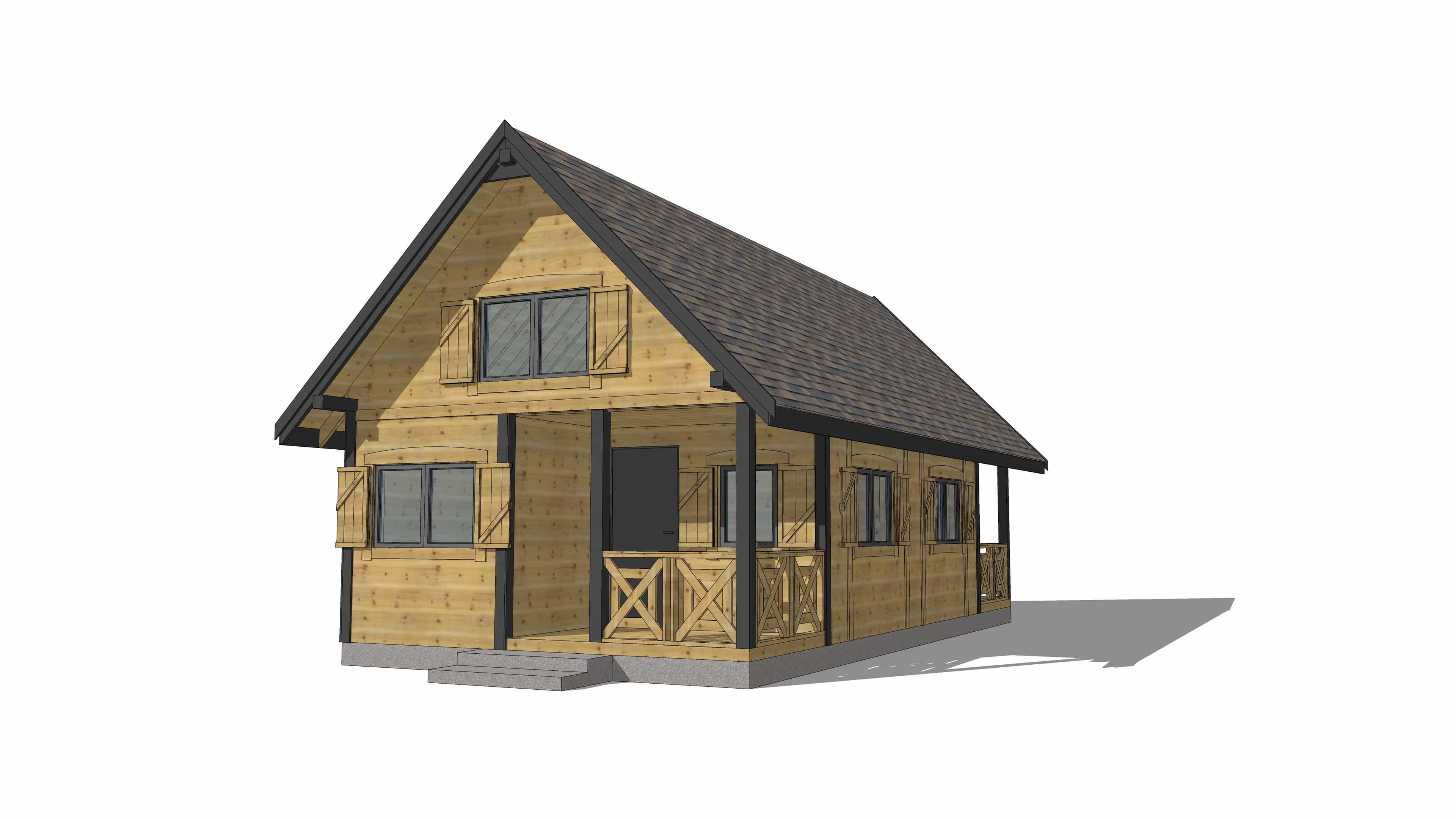 W2X2 – domek letniskowy z detalami wykończenia w drewnie