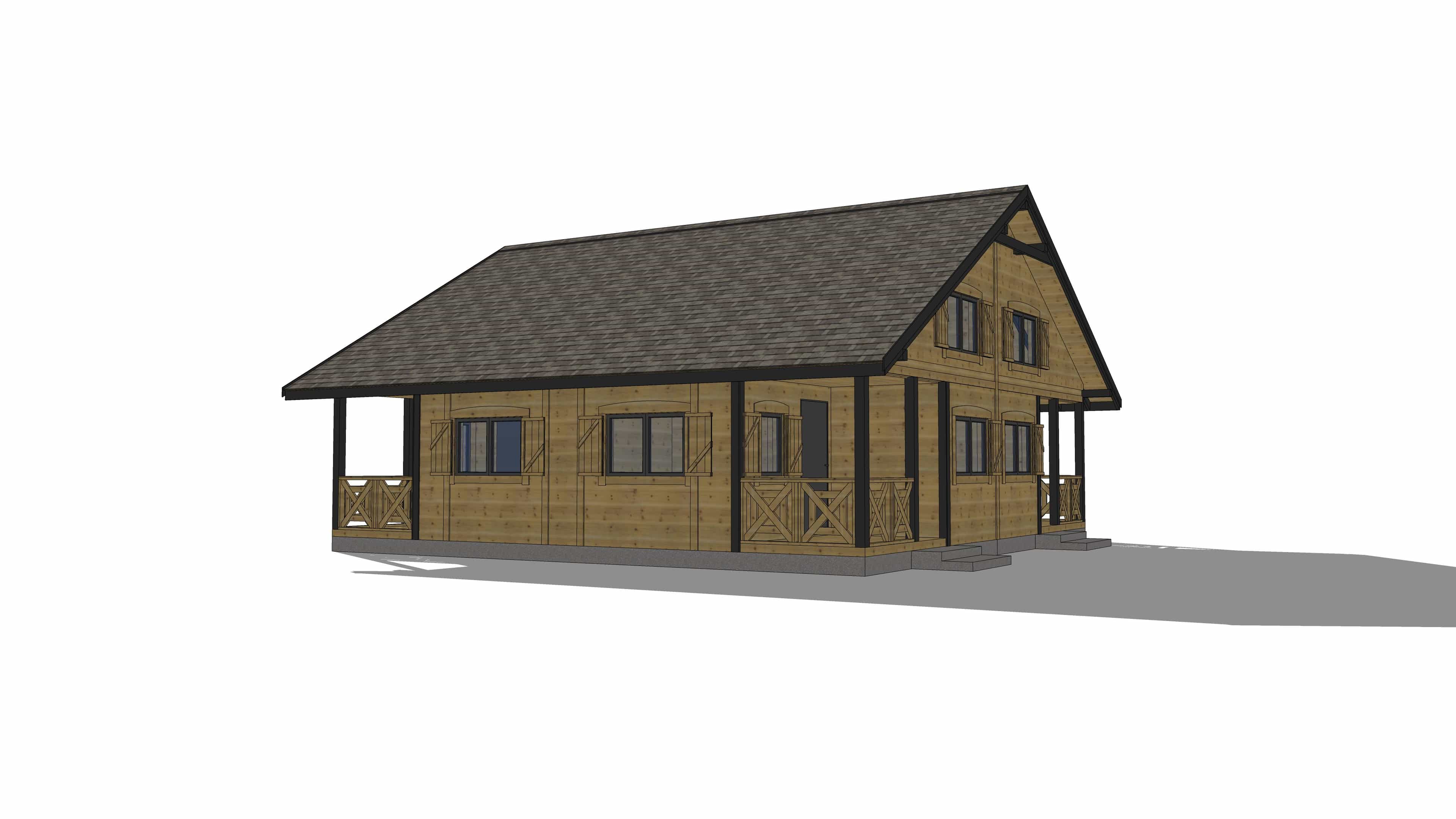 W2X4 – 4 domki letniskowe w jednym projekcie – widok z perspektywy ogrodu