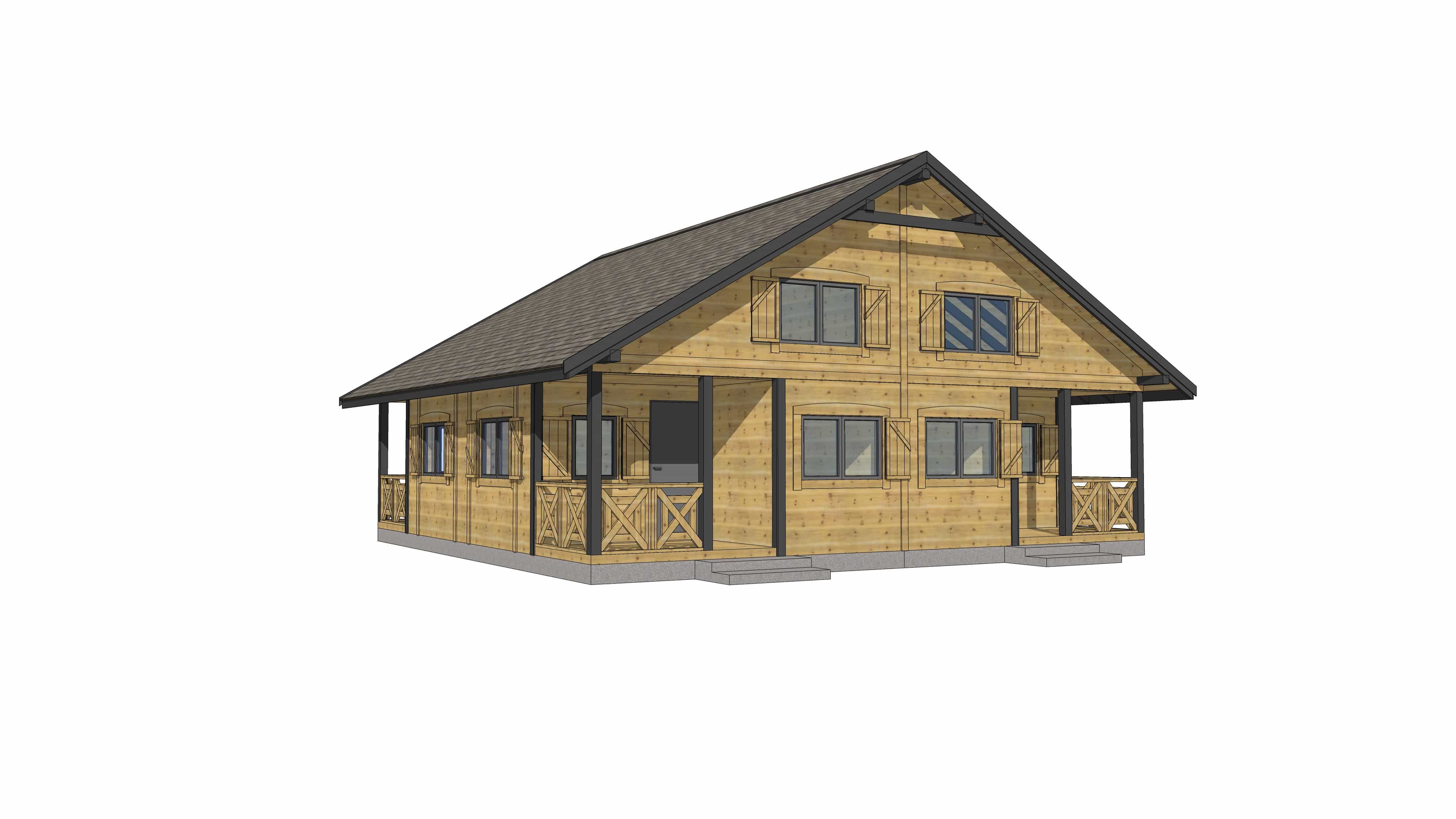 W2X4 – segmenty domków letniskowych z detalami architektonicznymi