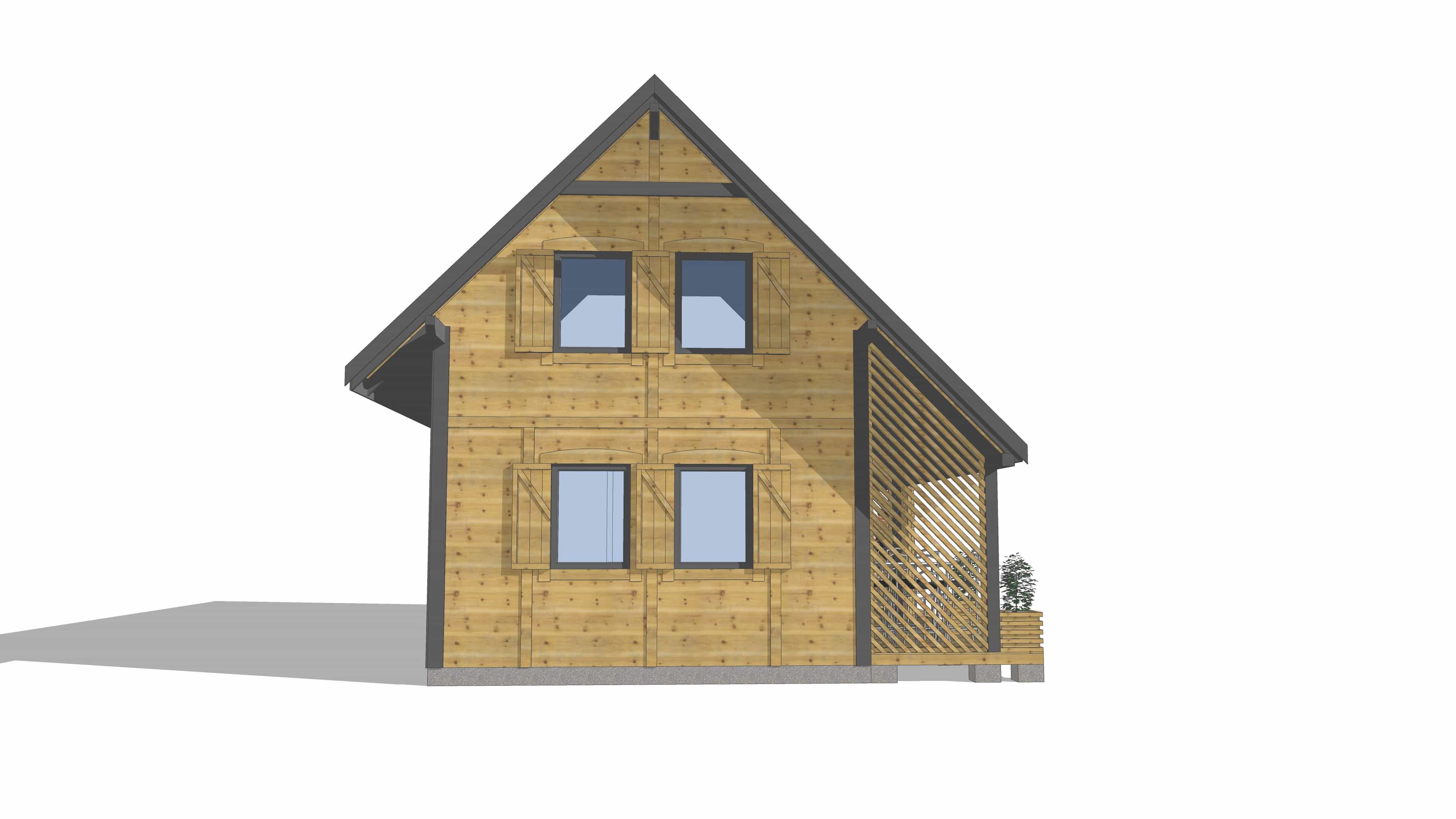 Szeregowy domek letniskowy J1X2 – elegancki widok boczny