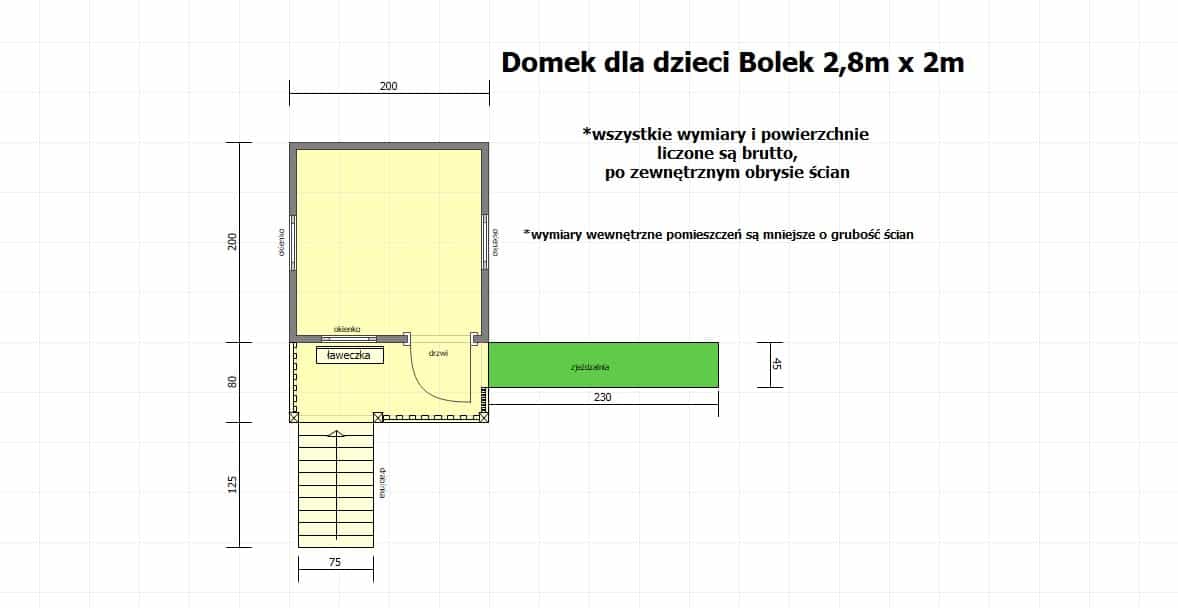 Domek dla dzieci Bolek - 2,8m x 2m z małym placem zabaw - zdjęcie 2