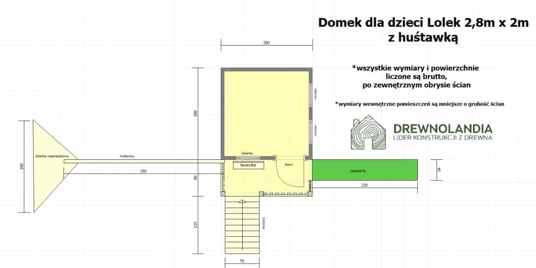 Domek ogrodowy Dla Dzieci Lolek - 2,8x2m z huśtawką  - zdjęcie 2
