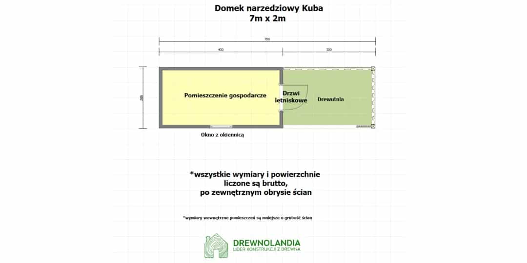 Drewniany domek na narzędzia z drewutnią Kuba 7x2m  - zdjęcie 2