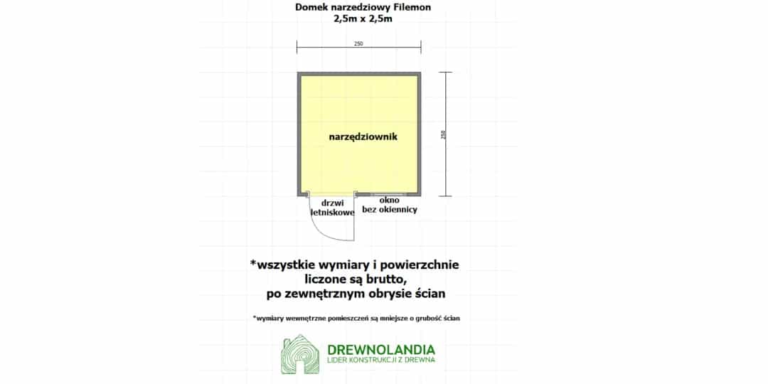 Drewniany Domek narzędziowy Filemon - 2,5x2,5m   - zdjęcie 2