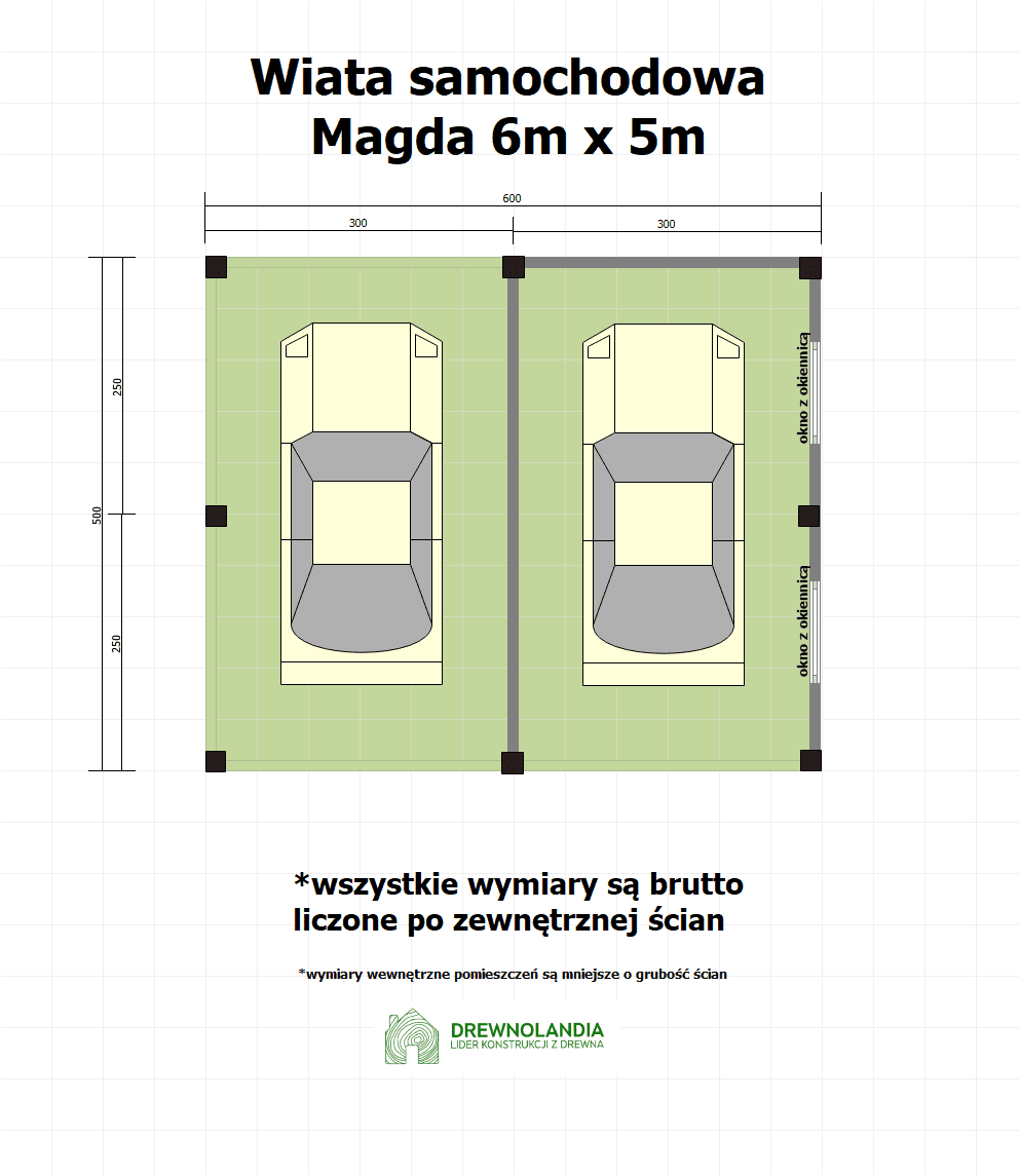 Wiata samochodowa Magda 6x5m – Garaż dla dwóch aut z pomieszczeniem gospodarczym - zdjęcie 2