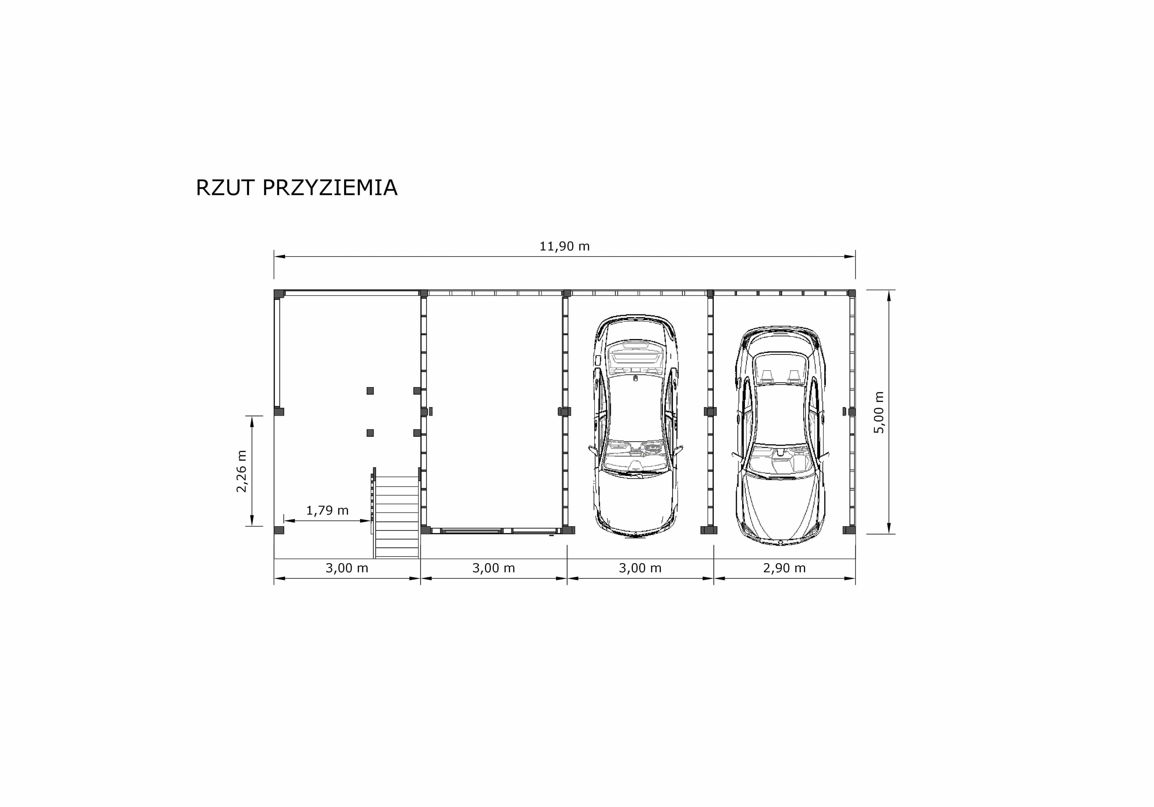 Wiata samochodowa Barbara II  11,9m x 5m – Garaż na dwa auta z przestrzenią użytkową  - zdjęcie 2