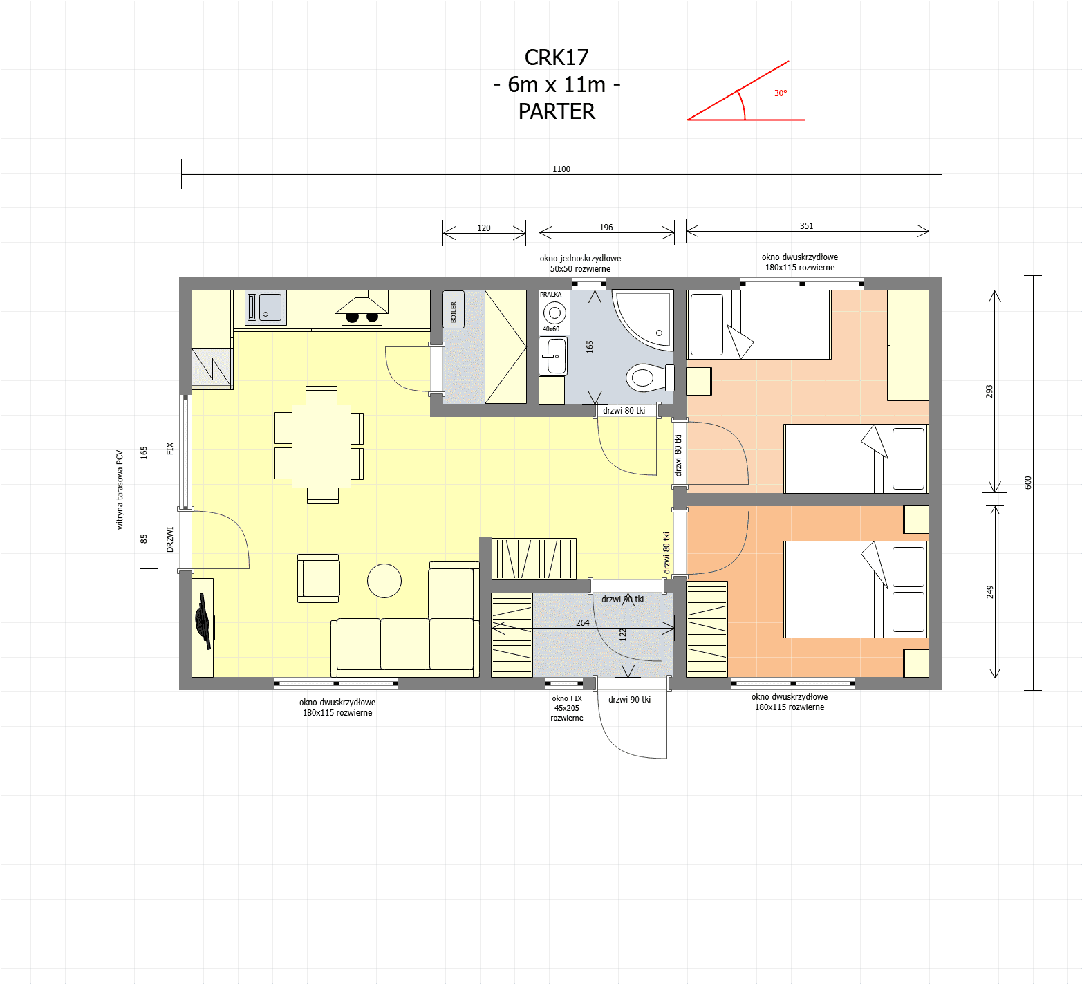 Drewniany dom rekreacyjny całoroczny CRK17 - 11m x 6m - 66 m2 - zdjęcie 2