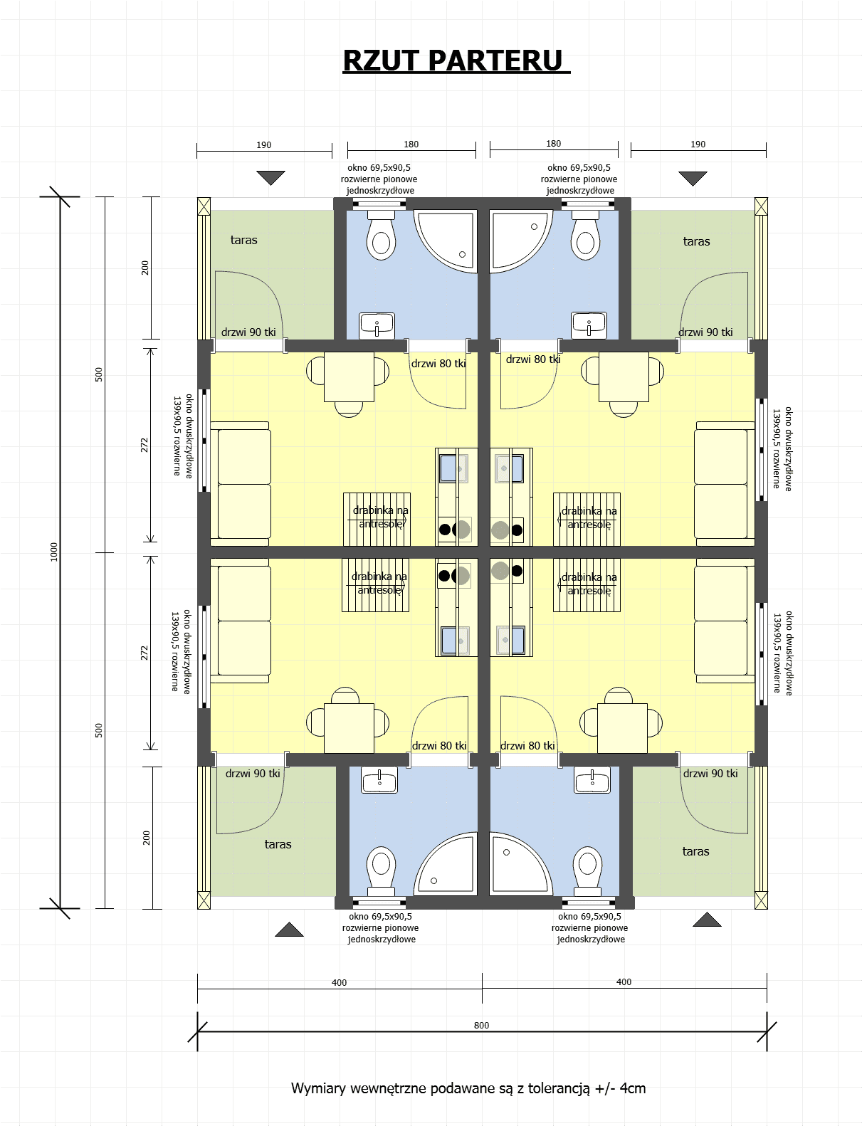 Domki na wynajem W1X4 – 80 m2 – 4 domki w 1 - zdjęcie 2