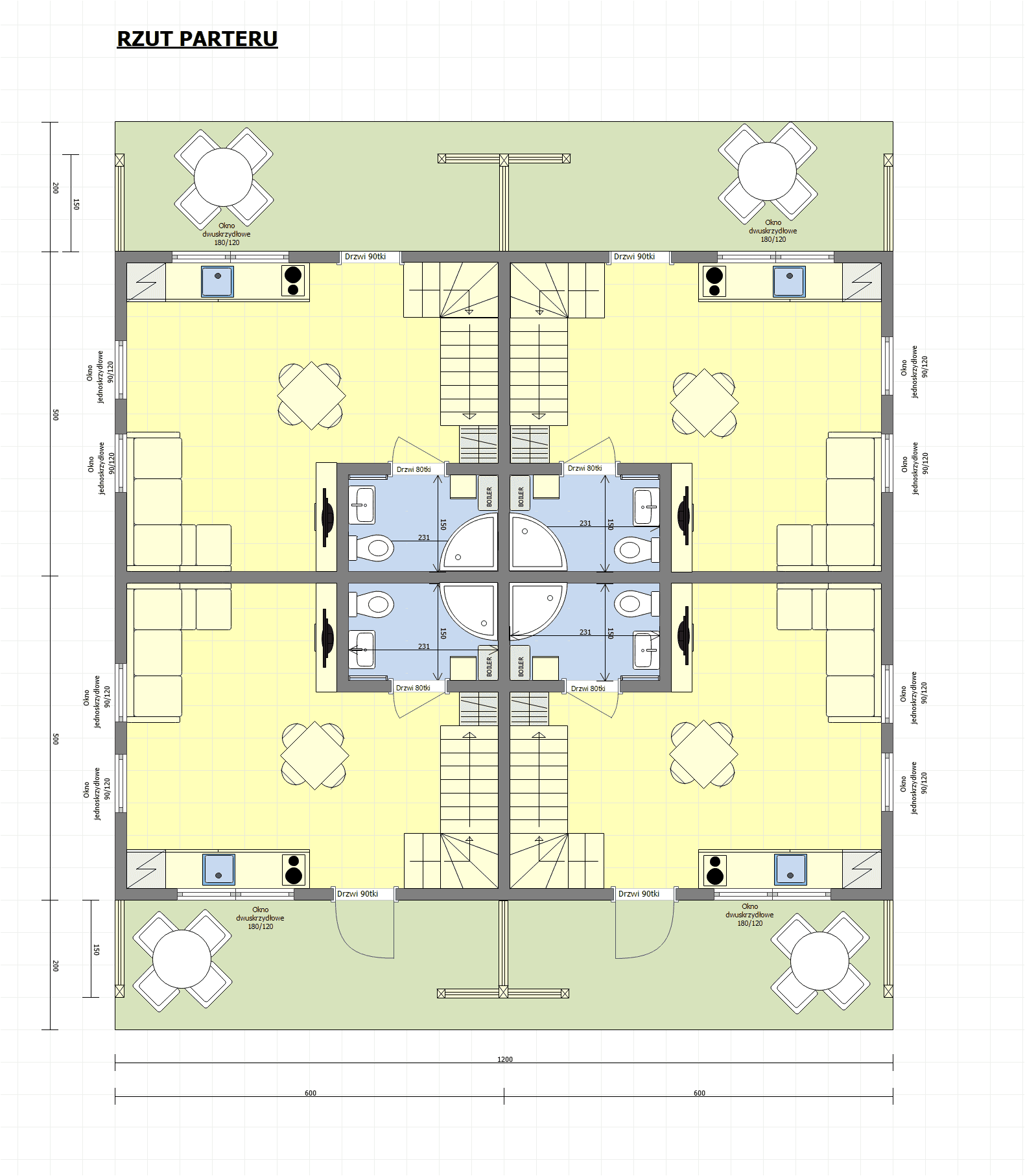 Kompleks domków pod wynajem J1X4 – 120 m2 - zdjęcie 2