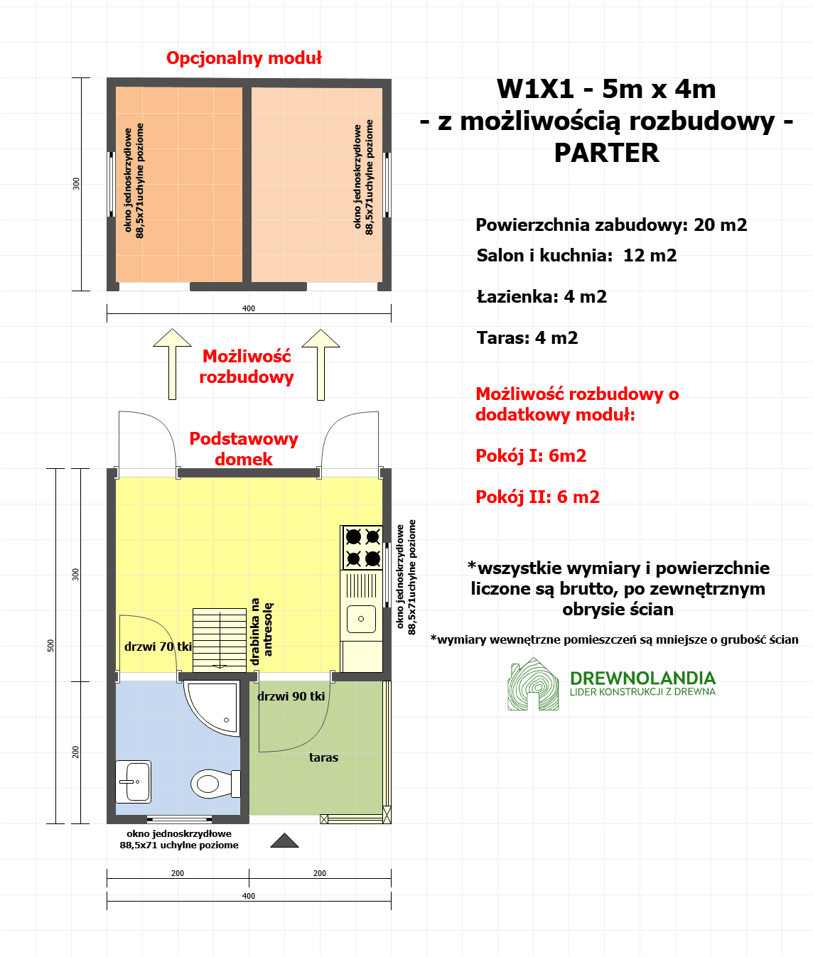 Domek modułowy W1X1 pod wynajem 5m x 4 - z możliwością rozbudowy - zdjęcie 2