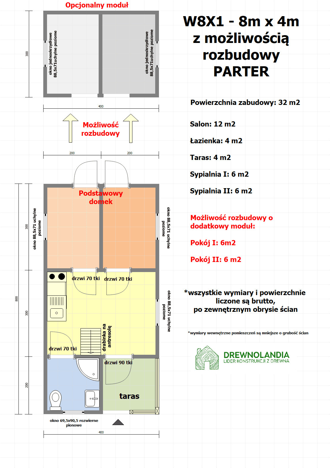 Domek modułowy W8X1 pod wynajem 8m x 4m - z możliwością rozbudowy - zdjęcie 2