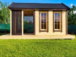 Drewniana altana, domek narzędziowy do ogrodu – Jacek, piękny i funkcjonalna