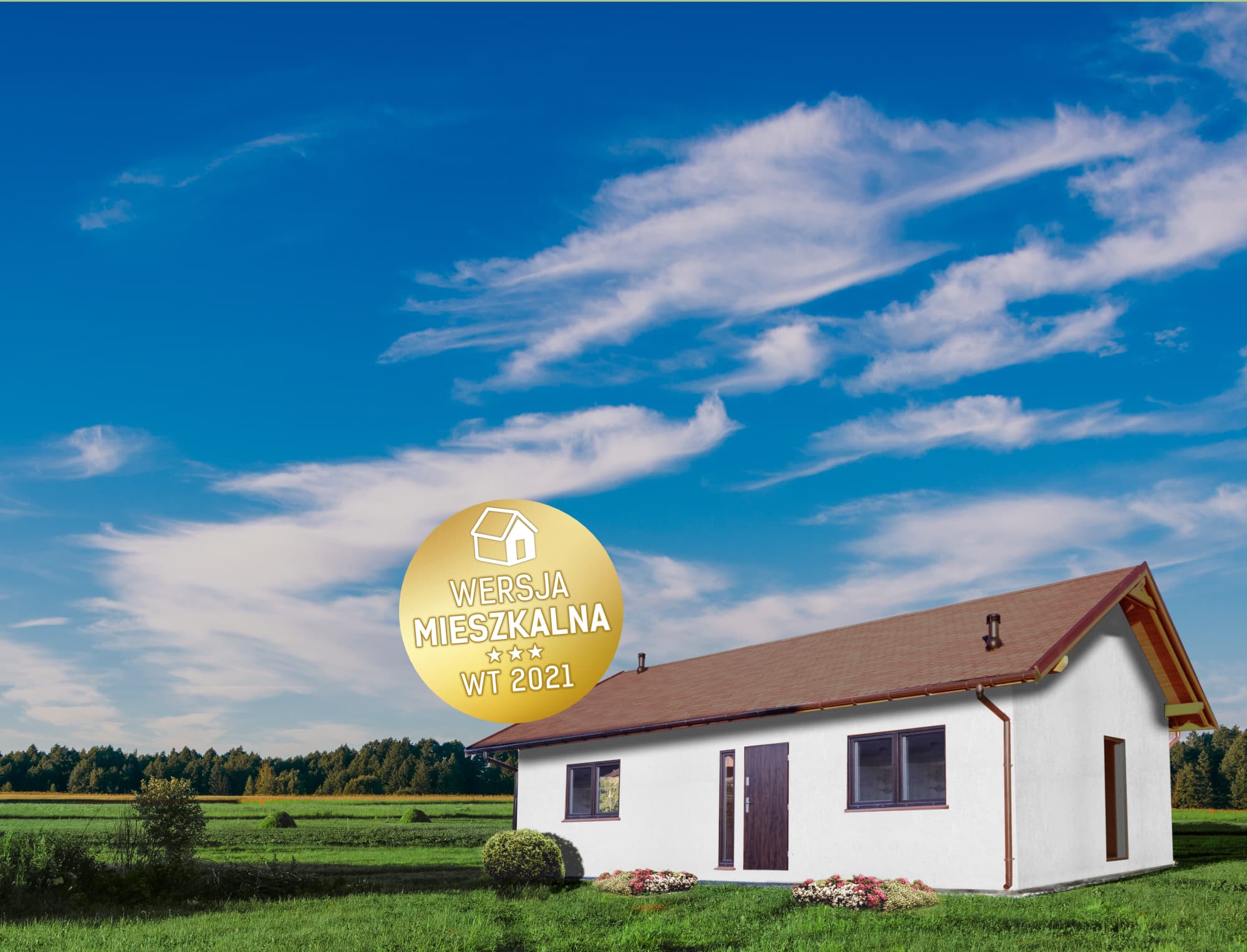 CRK1 PREMIUM – wizualizacja eleganckiego, drewnianego domu całorocznego z dużymi przeszkleniami