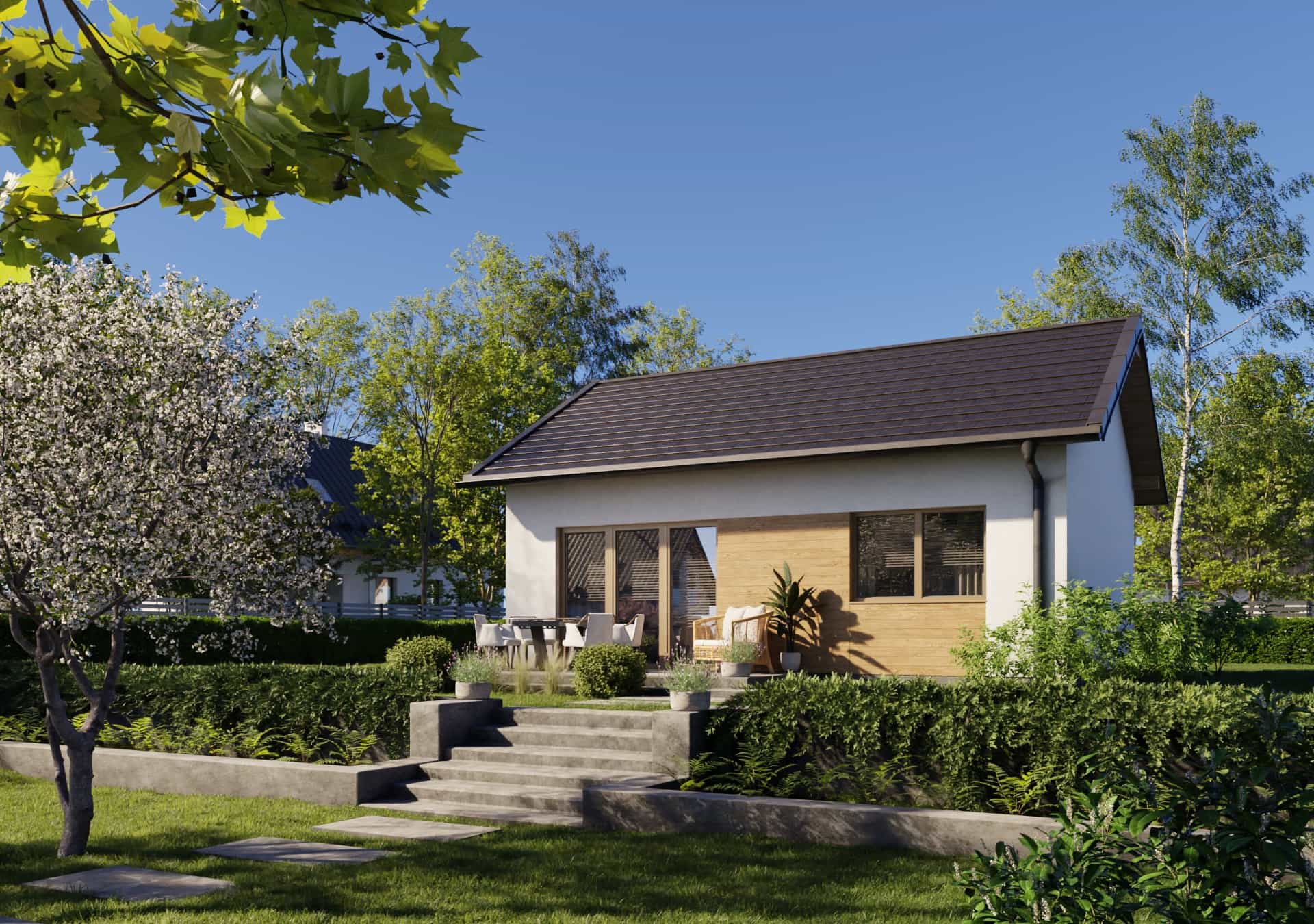 Drewniany dom całoroczny XS – energooszczędny projekt z drewna