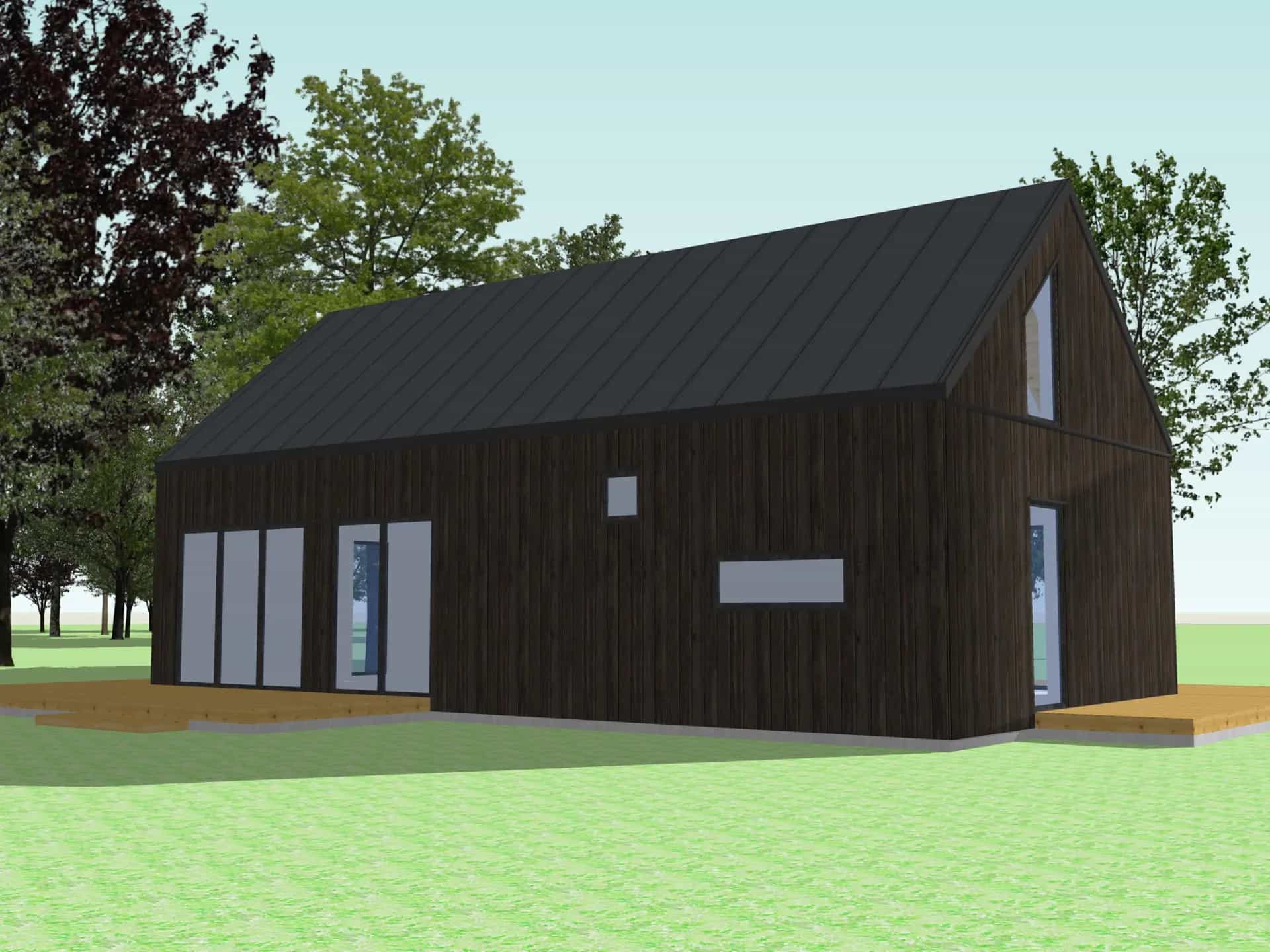 A1X2 – drewniany domek letniskowy w minimalistycznym stylu
