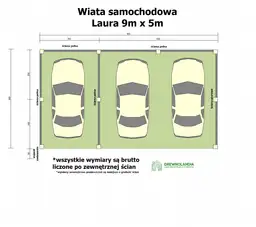 Drewniana wiata Laura 9x5m – Ochrona dla trzech pojazdów - zdjęcie 2