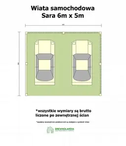 Wiata samochodowa Sara 6x5m – Nowoczesne zadaszenie dla dwóch aut - zdjęcie 2