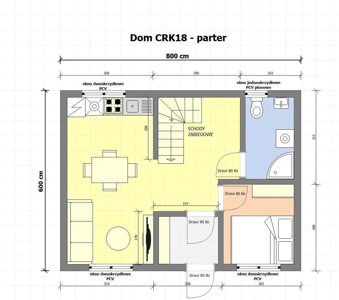 Drewniany domek rekreacyjny całoroczny CRK18 PLUS - jednorodzinny - 48 m²