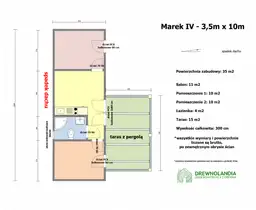 Domek parterowy Marek z oknami PCV - 3,5m x 10m z werandą 3m x 5m - zdjęcie 2