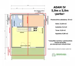 Nowoczesny drewniany domek z antresolą Adam IV 5,9m x 5,9m  - zdjęcie 2
