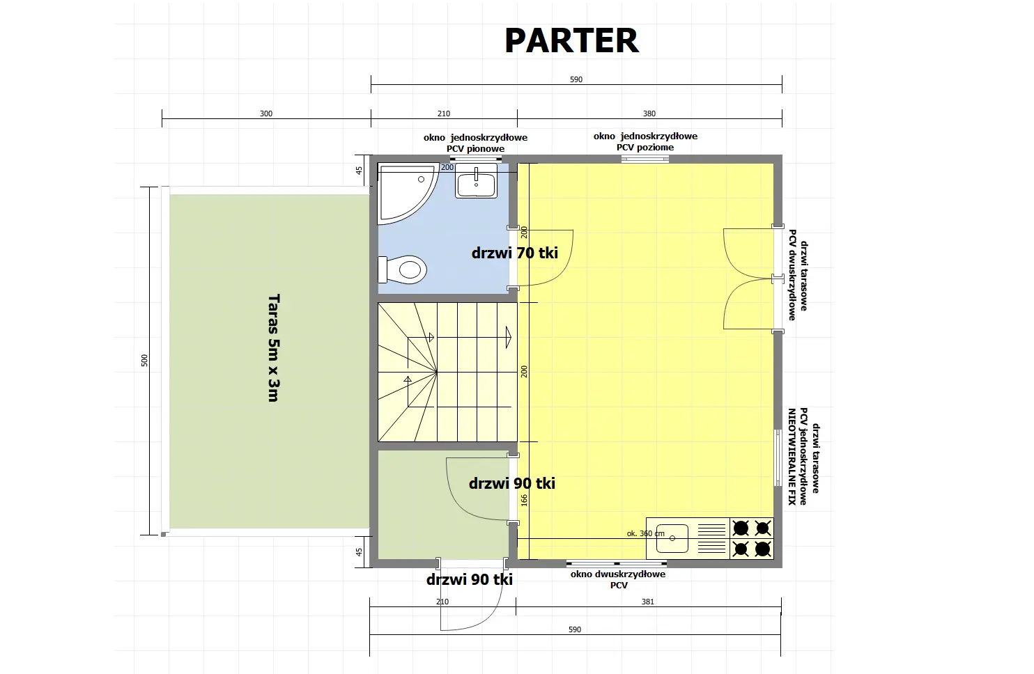 Rzut Domek Łukasz WT2021 – 35 m²