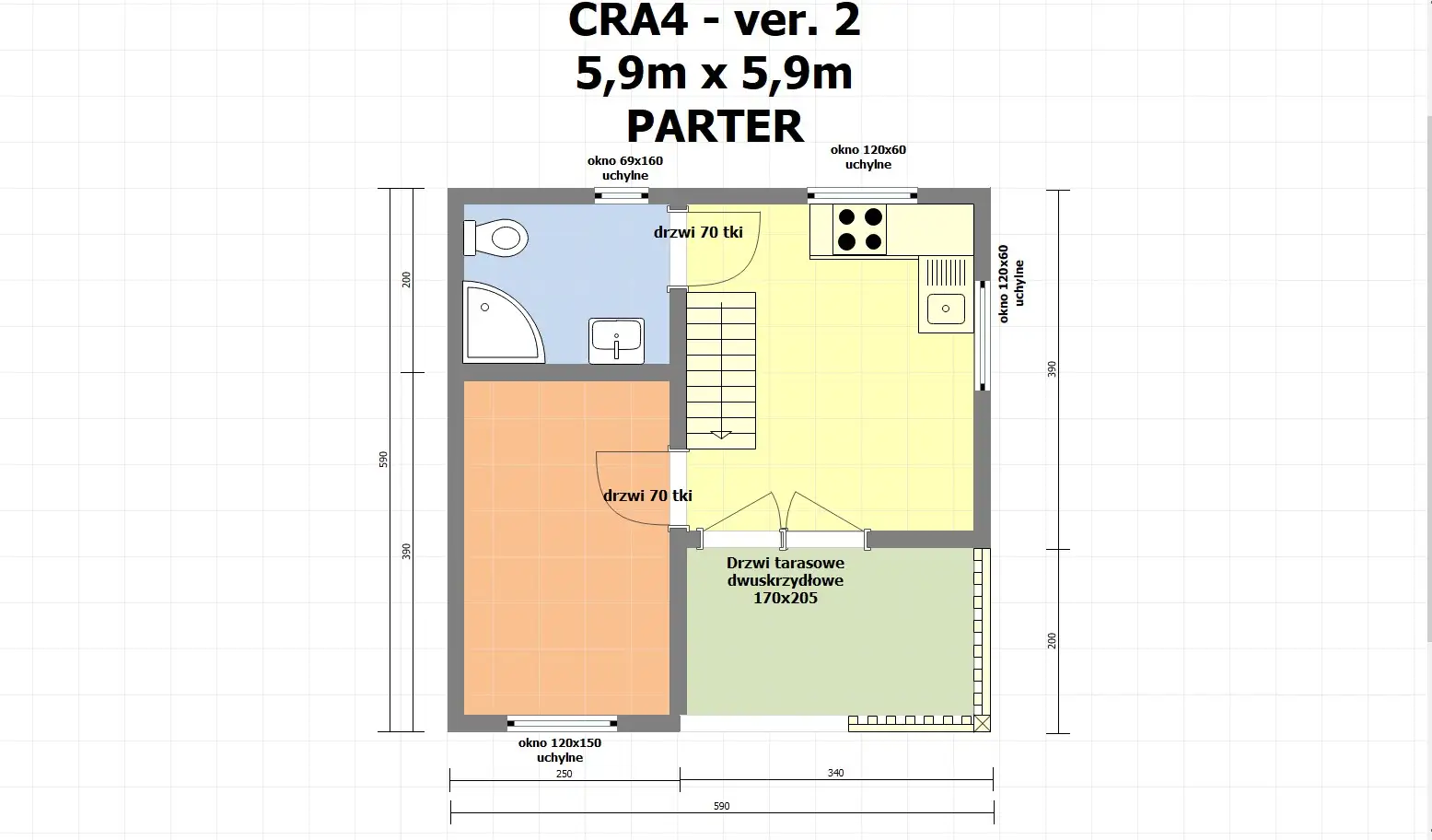 Domek rekreacyjny całoroczny CRA4 - wersja 2 - V2 - 35 m²