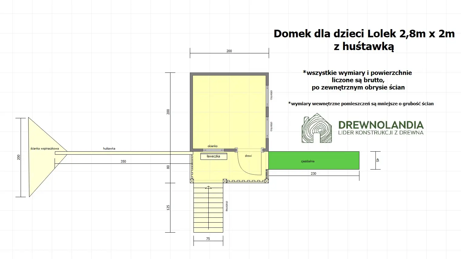 Domek ogrodowy Dla Dzieci Lolek - 2,8x2m z huśtawką 