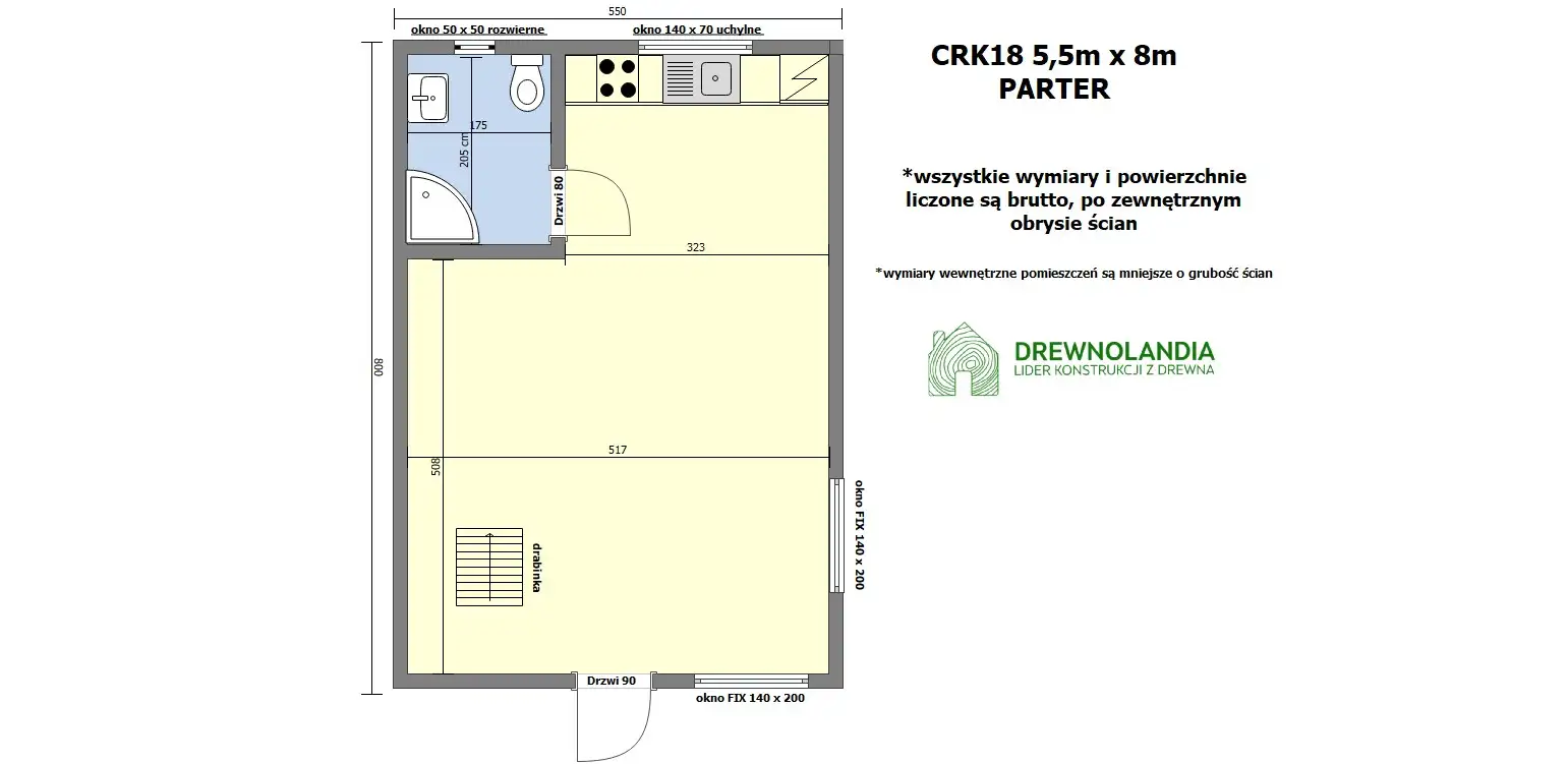 Domek rekreacyjny całoroczny CRK18 – 45 m²       