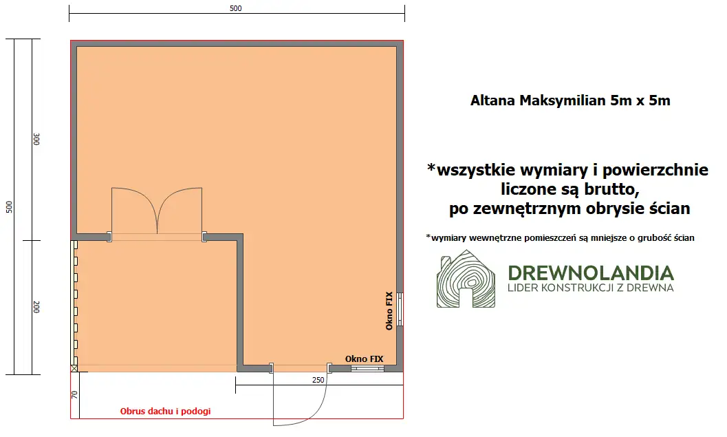 Domek ogrodowy z tarasem Maksymilian 5x5m