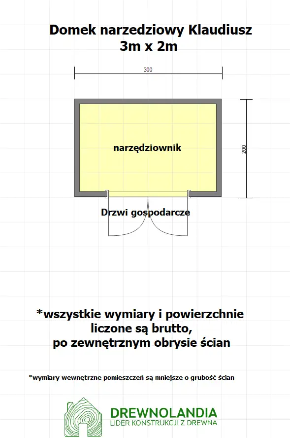 Domek gospodarczy do ogrodu Klaudiusz v2  - 3x2m 