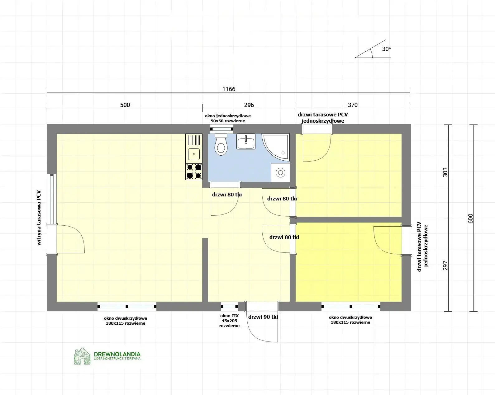 Najtańszy Dom mieszkalny całoroczny W Polsce CLT3  - WT 2021 – 70 m²