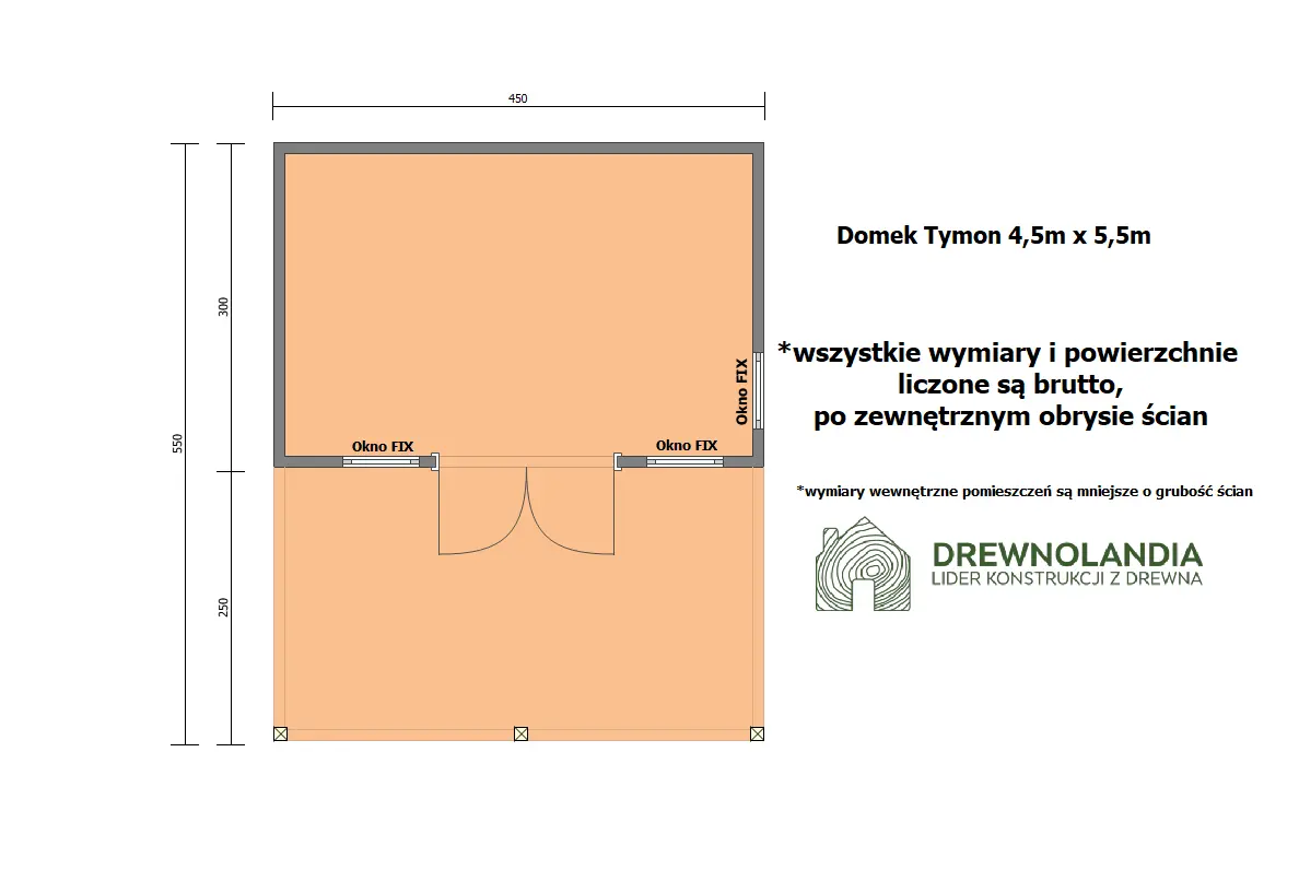 Rzut Domek Tymon 4,5x3m + 4,5x2,5