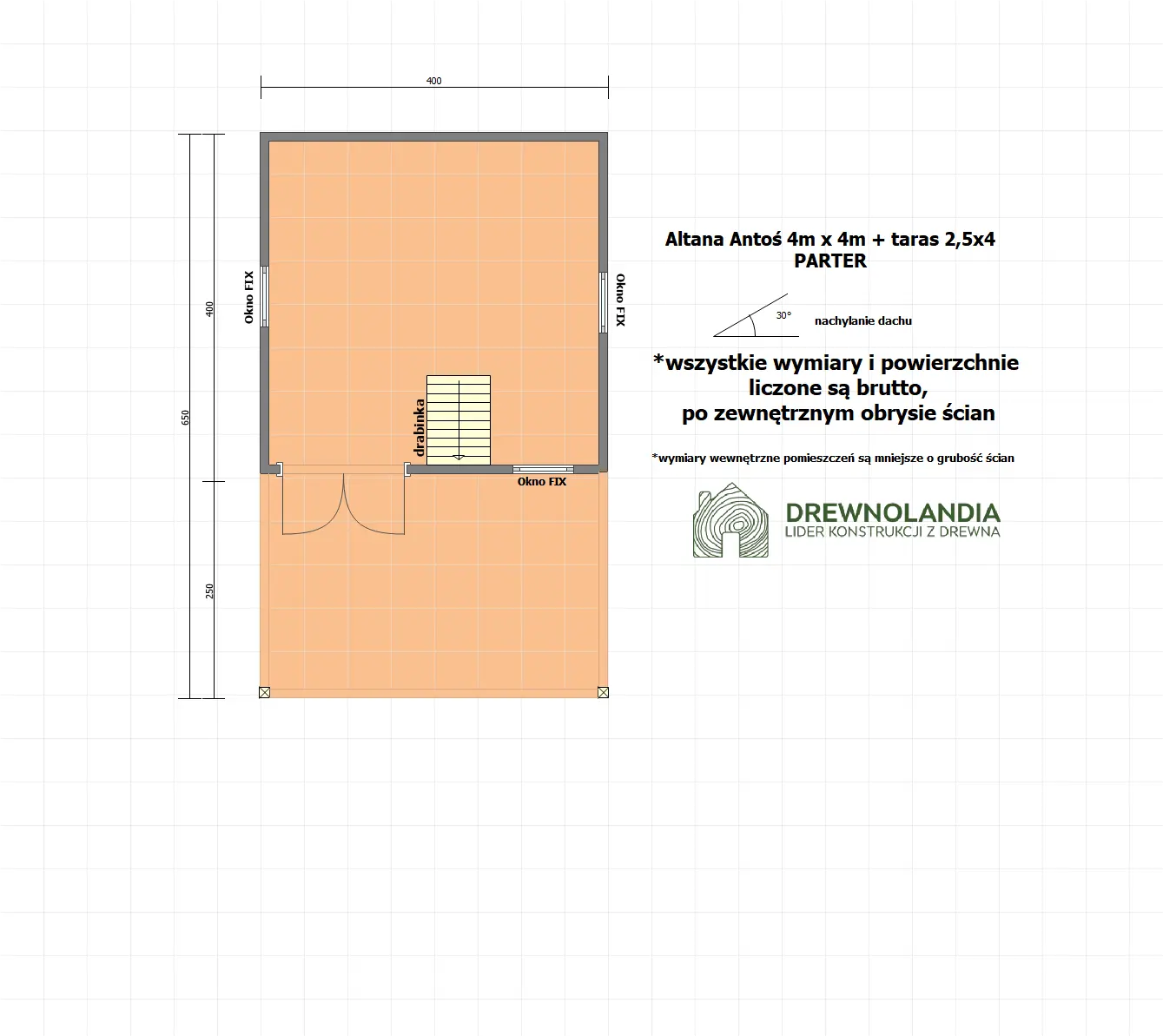 Rzut Domek Antoś 4m x 4m + 2,5m x 4m