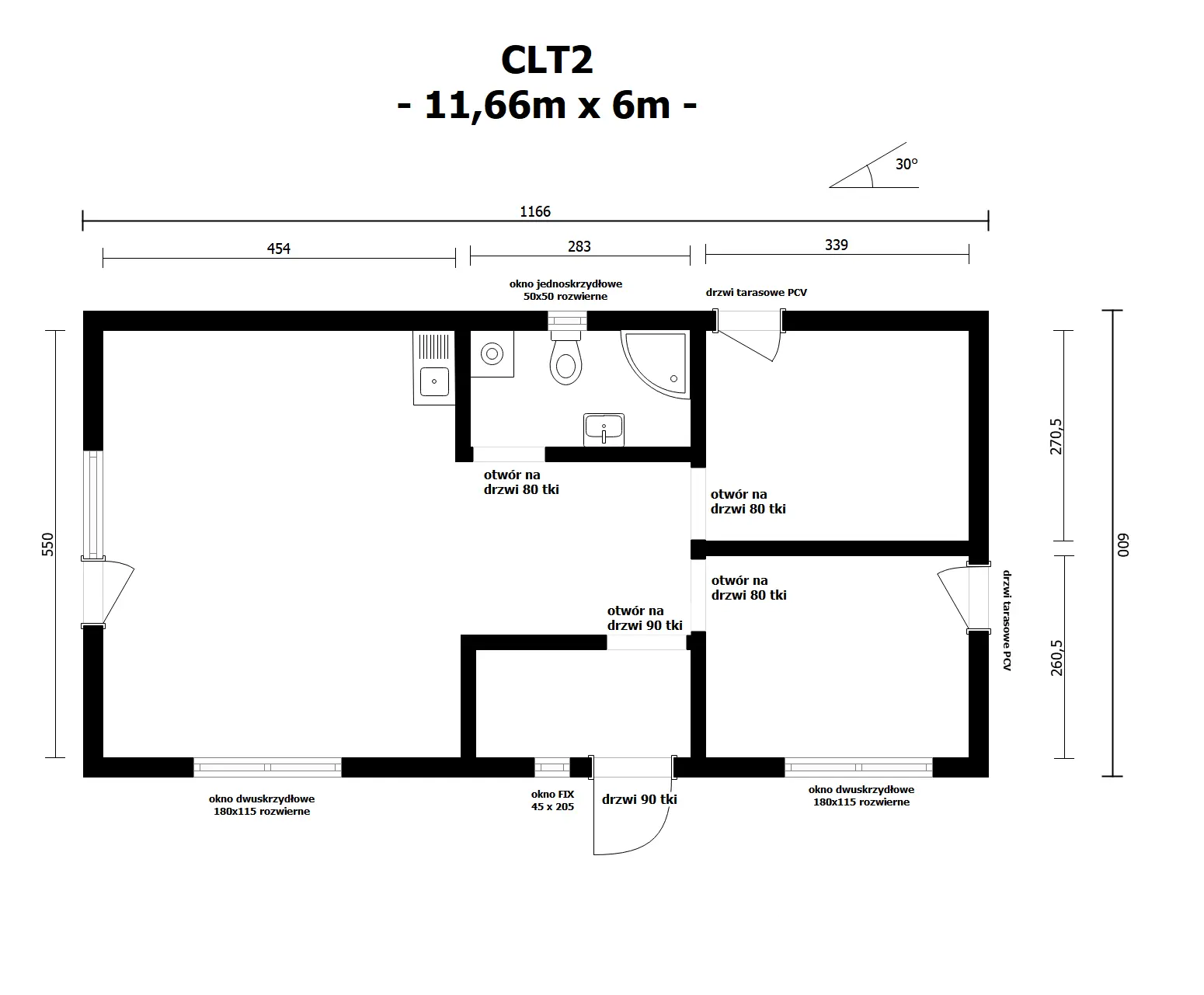 Rzut Dom  CLT2  - WT 2021 – 70 m²