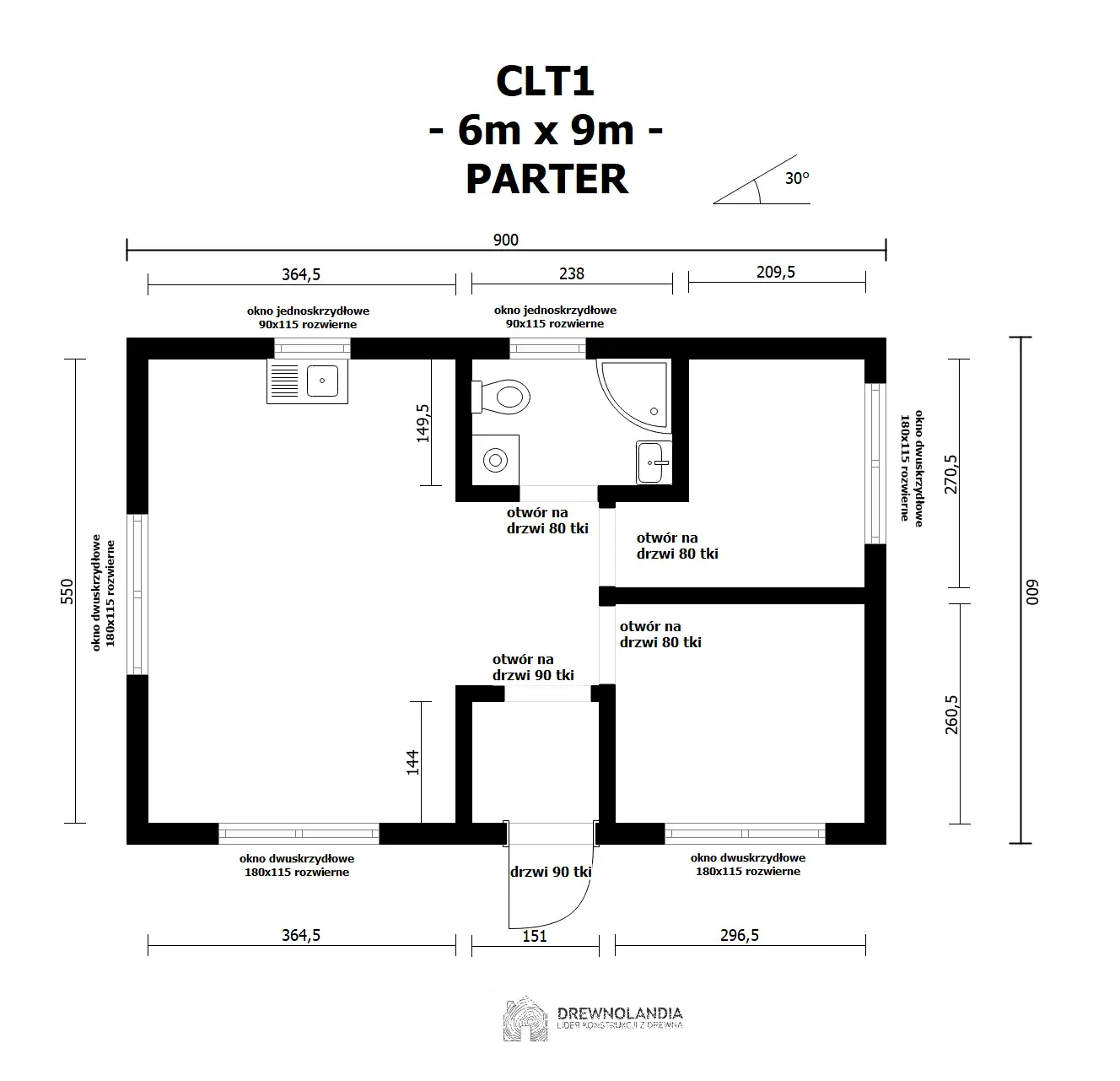 CLT1 Najtańszy Dom Całoroczny w Polsce – WT 2021 – 54 m²