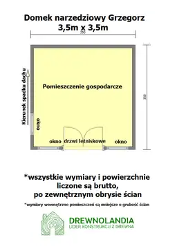 Drewniany Domek narzędziowy Grzegorz - 3,5x3,5m  - zdjęcie 2