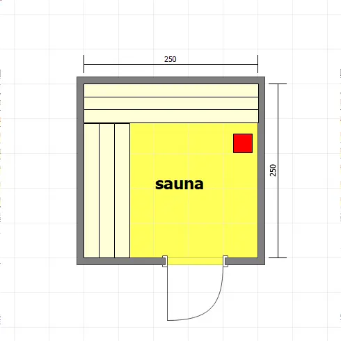Rzut Sauna Patrycja I 2,5x2,5m