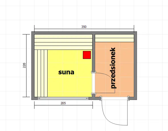Sauna Fińska z przedsionkiem 3,5x2,5m