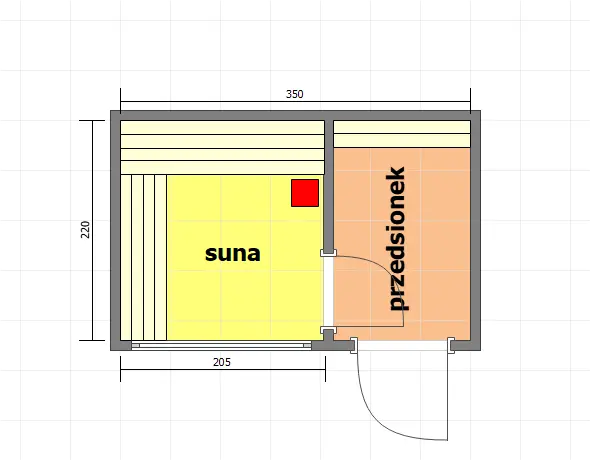 Rzut Sauna Patrycja III 3,5x2,5m