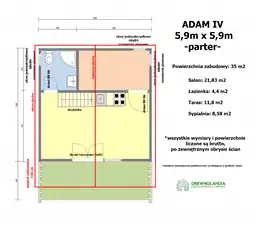 Domek Adam IV SSO 5,9m x 5,9m  - zdjęcie 2
