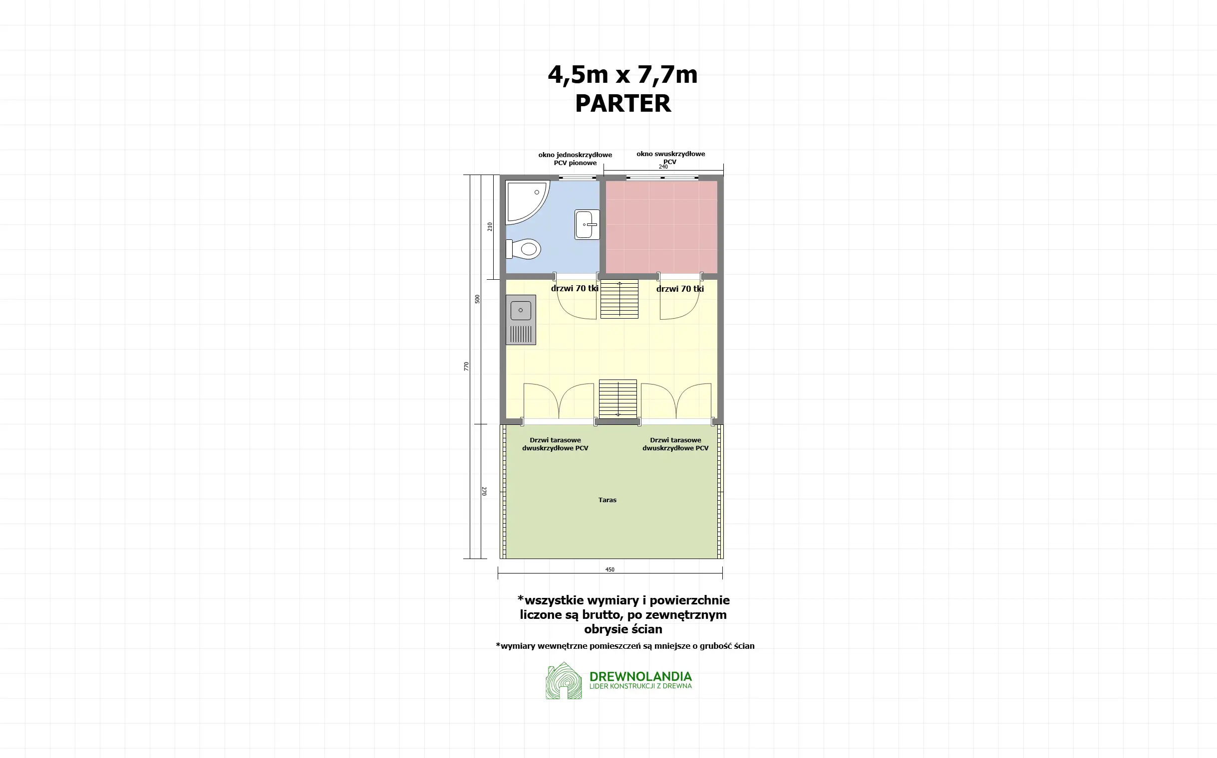 Domek Amadeusz IV v2 - 7,7x4,5m (SSO)